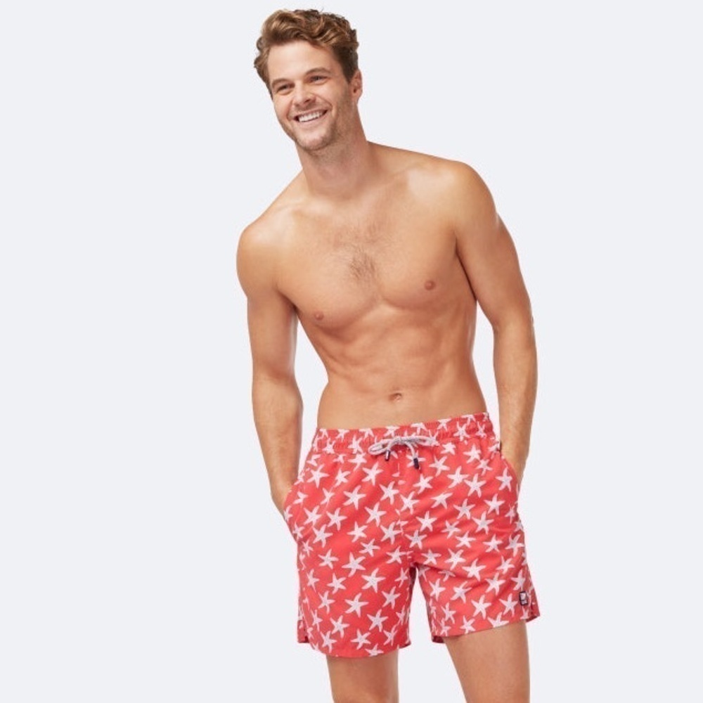 Tom & Teddy Rose & Blue Starfish Print Swim Trunks Size‎ XL Men